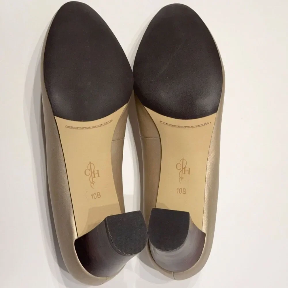 NWB Cole Haan Women’s Edie Low Pump Heels Pearlized Gold Leather Size 10B